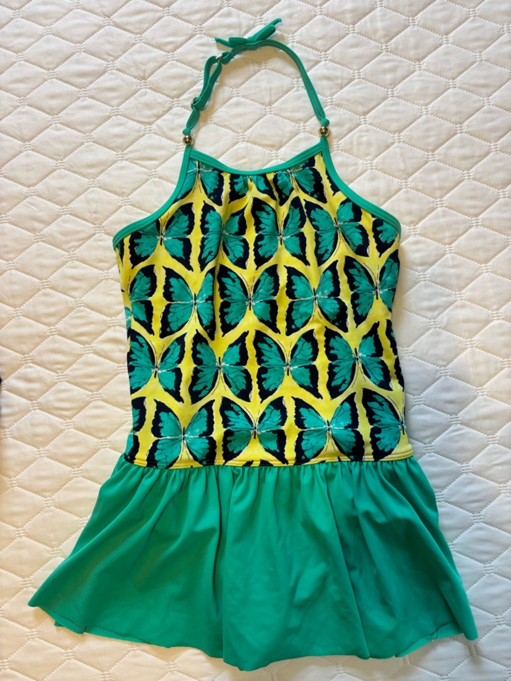 Lands Ends Butterfly Halterneck One Piece Size 12